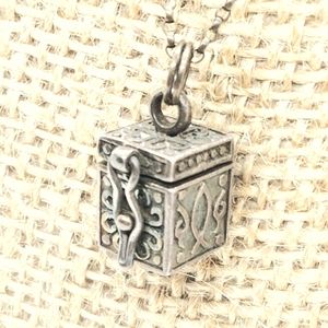 Sterling Silver Prayer Box Christian Necklace